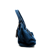 thumbnail small top handle tote in demin navy - L'UXE LINK