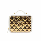 thumbnail Lambskin Quilted Golden Plate Vanity Case White Gold - L'UXE LINK