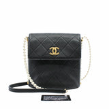 thumbnail Cube pearl flap pearl bag in black lambskin ghw seri31 - L'UXE LINK