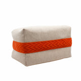thumbnail pouch large fabric beige with orange handle - L'UXE LINK