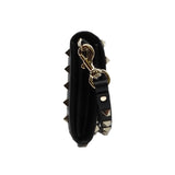 thumbnail long flap wallet with studs handle in leather black - L'UXE LINK