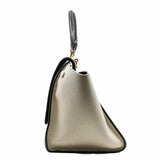 thumbnail trapeze  flap bag snake black and beige ghw - L'UXE LINK