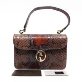 thumbnail 1973 Flap Top Handle Bag in in purple genuine python ghw - L'UXE LINK