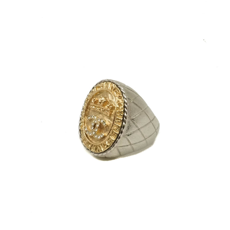 cc crystal logo crown coin ring in ghw/phw #A 2021