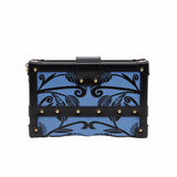 thumbnail PETITE MALLE blue background with black flower with ghw buckle - L'UXE LINK