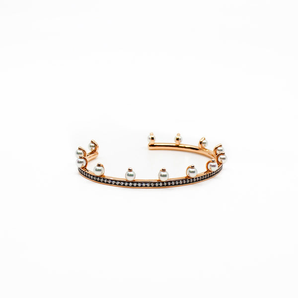 chandra jonc bracelet with pearl in 18k rg 93D 1.05ct