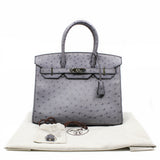 thumbnail birkin 30 grey ostrich PHW x stamp - L'UXE LINK