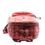 thumbnail Backpack Medium Snakeskin Embossed Visetos Studded Stark Red Pink - L'UXE LINK