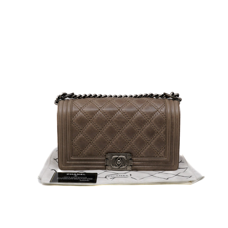 leboy large quilted in calfskin grey/brown aged hw seri 18