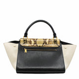 thumbnail trapeze  flap bag snake black and beige ghw - L'UXE LINK