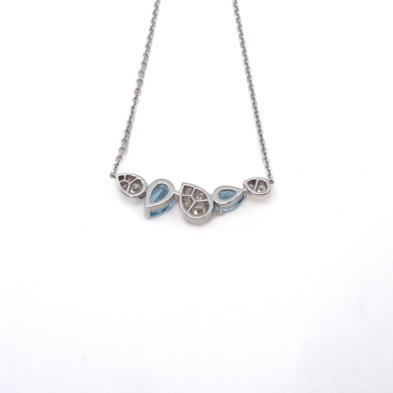 Joséphine Ronde d'Aigrettes necklace in white gold, set with two pear-shaped aquamarines and brilliant-cut diamonds.
