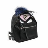 thumbnail MONSTER BACKPACK MINI NYLON WITH LEATHER AND FUR BLACK PHW - L'UXE LINK
