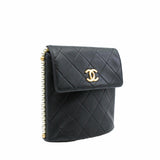 thumbnail Cube pearl flap pearl bag in black lambskin ghw seri31 - L'UXE LINK