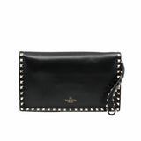 thumbnail Rockstud Flap Clutch Leather Black GHW - L'UXE LINK