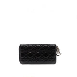 thumbnail lady long zip wallet in patent black phw #2010 - L'UXE LINK