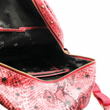 thumbnail Backpack Medium Snakeskin Embossed Visetos Studded Stark Red Pink - L'UXE LINK