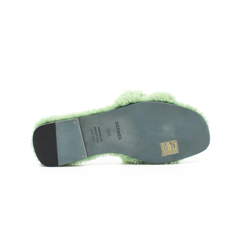 oran sandal in woolskin mint green #36.5
