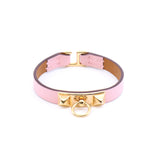 thumbnail hermes rivale mini bracelet in leather pink ghw - L'UXE LINK