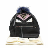thumbnail MONSTER BACKPACK MINI NYLON WITH LEATHER AND FUR BLACK PHW - L'UXE LINK