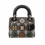 thumbnail lady mini crystal with white pearl in black crocodile handle - L'UXE LINK