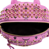 thumbnail mini backpack with crystal/ studs in leather pink ghw - L'UXE LINK