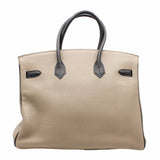 thumbnail birkin 35 deep beigt with grey handle phw P Stamp - L'UXE LINK