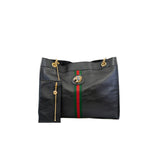 thumbnail gucci tote with tiger head in leather black - L'UXE LINK