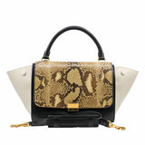 thumbnail trapeze  flap bag snake black and beige ghw - L'UXE LINK
