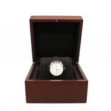 thumbnail 39.5mm acier cadran argente men watch white dial with brown band phw #CA2.810 - L'UXE LINK