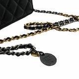 thumbnail woc black lambskin with coco chanel paris logo stamp pearl mix gold black hardware seri 31 - L'UXE LINK