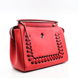 thumbnail Fendi Off RED Leather Dotcom Top Handle Bag - L'UXE LINK