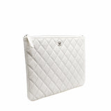 thumbnail zip clutch in white caviar phw seri 30 - L'UXE LINK