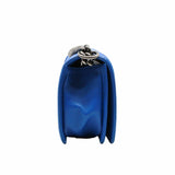 thumbnail leboy medium V( chevron) in lambskin elecric blue ruthenium hw seri 22 - L'UXE LINK