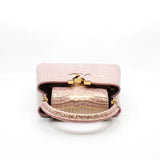 thumbnail mini capucines crocodile pink with gold ghw - L'UXE LINK