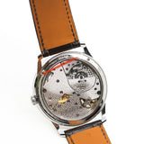 thumbnail 39.5mm acier cadran argente men watch white dial with brown band phw #CA2.810 - L'UXE LINK