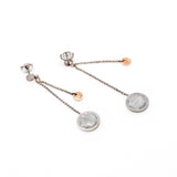 thumbnail H circle coin pandent earring 18k silver - L'UXE LINK