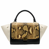 thumbnail trapeze  flap bag snake black and beige ghw - L'UXE LINK