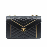 thumbnail flap bag lamb skin black V  ghw seri24 - L'UXE LINK