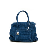 thumbnail small top handle tote in demin navy - L'UXE LINK