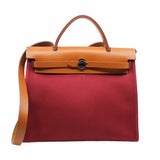 thumbnail herbag bag 31 in fabric winered mix brown phw X stamp - L'UXE LINK