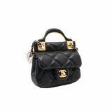 thumbnail mini flap bag with handle black lambskin ghw seri 31 - L'UXE LINK