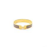 thumbnail clic h bangle in marron glace pm size ghw - L'UXE LINK