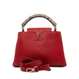 thumbnail capucines bb with snake handle in leather red - L'UXE LINK