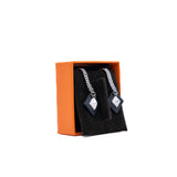thumbnail square studs leather chain earring phw - L'UXE LINK
