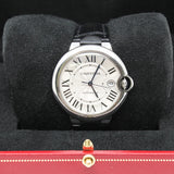 thumbnail ballon bleu 40MM, AUTOMATIC steel black leather sbb0039 - L'UXE LINK