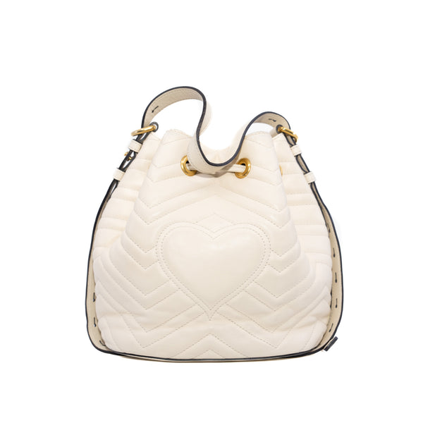 marmont tote in leather white ghw
