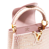 thumbnail mini capucines crocodile pink with gold ghw - L'UXE LINK