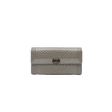 thumbnail leboy long flap wallet in chavron silver ruthenium hw seri22 - L'UXE LINK