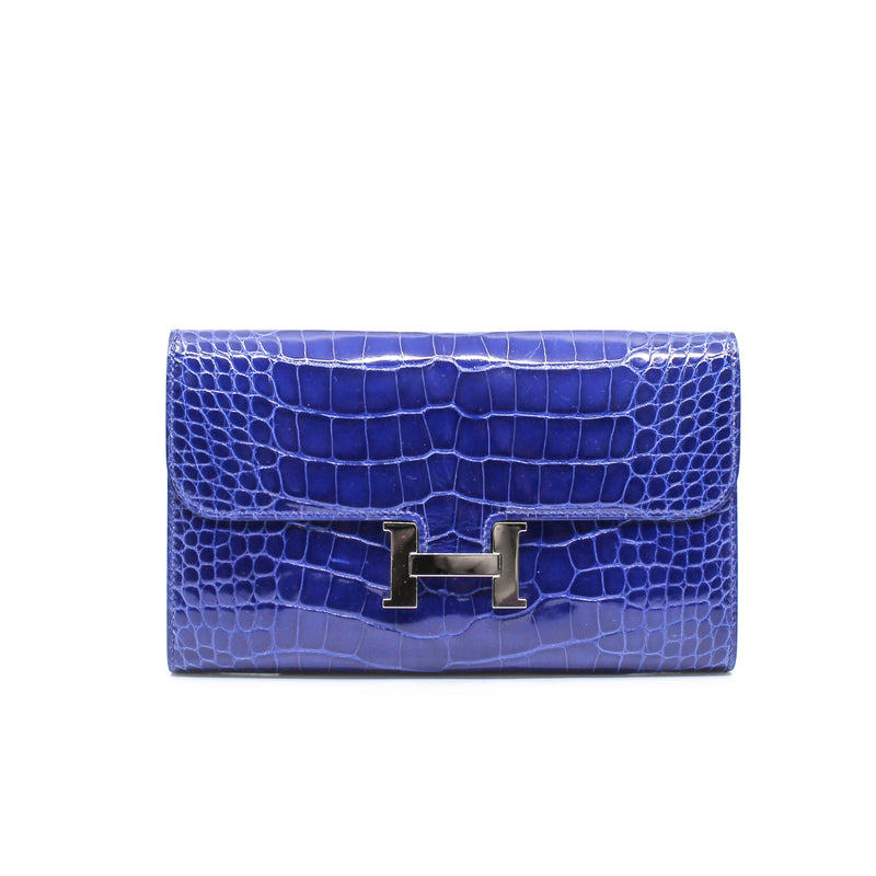 constance wallet crocodile 7T blue phw Q stamp