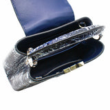 thumbnail capucine mini alligator in navy white phw - L'UXE LINK